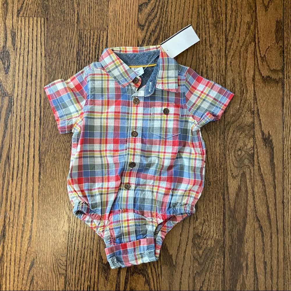 Baby Gap plaid button down onesie
